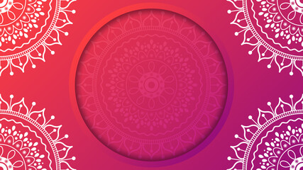 Floral mandala ornament background. Red to purple gradient vector illustration