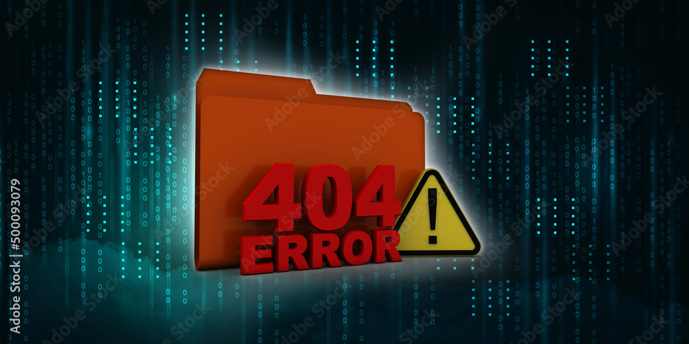 Poster 3d rendering 404 error folder