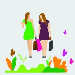 Woman Shopping Flat illustration