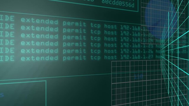 Security software screen on a network firewall animation 