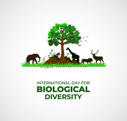 International Day for Biological Diversity. Template for background, banner, card, poster. vector illustration.
