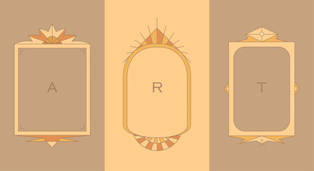 Hippie style frames and borders with copy space for text - vector design templates.