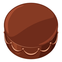 チョコクリームを塗ったケーキのイラスト_土台のみ_ホールケーキ_アニメ風