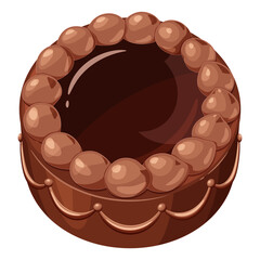 チョコケーキのイラスト_ホールケーキ_アニメ風
