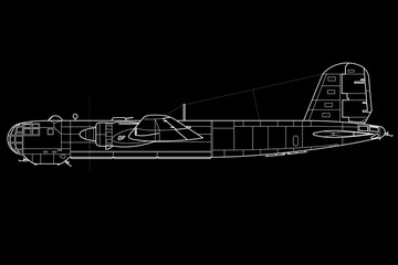 Vista lateral de bombardero de hélice He-177