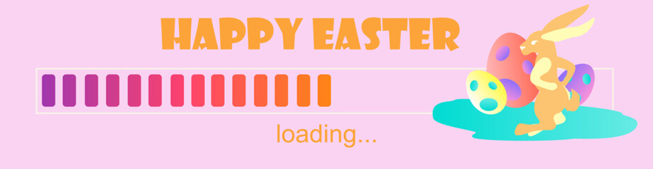 Shopping and Promotion vector template for Easter. Greetings for Easter Day. vector illustration of progress bar with a rabbit.