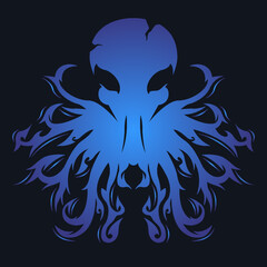 Isolated Emblem Skull and Octopus Vector
