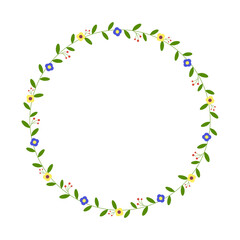 Circle flower frame. Floral wreath. For greeting card, wedding , birthday card, invitation. Vector illustration.