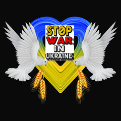Ukrainian flag in the shape of a heart, the concept of peace in Ukraine. Pray for Ukraine
