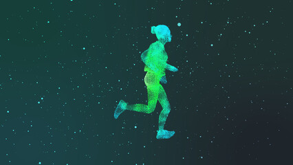 Obraz na płótnie Canvas 3d illustration of particles forming a futuristic runner.