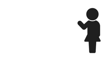 立ってジェスチャーをする女の人のアイコン - 案内・誘導・解説のイメージ素材
