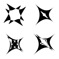 Abstract_4star Flat Icon Set Isolated On White Background