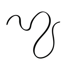 Curly hand drawn line. Sketch wave vector doodle