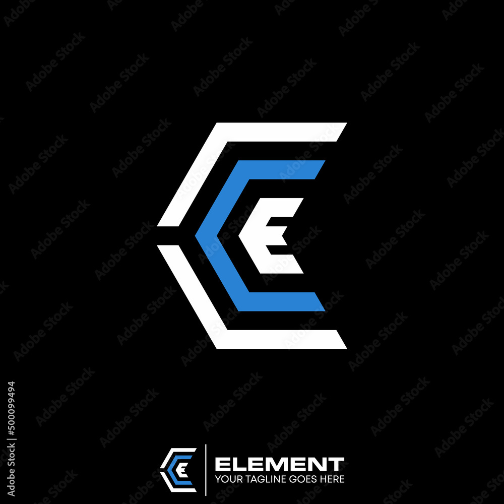 Poster letter or word cce font in half hexagon image graphic icon logo design abstract concept vector stock