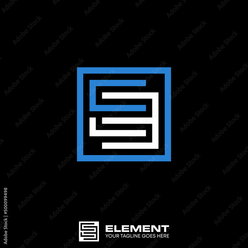 Poster letter or word ee or double e font in flip line square image graphic icon logo design abstract conce