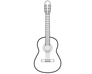 Acoustic guitar isolated on white background. Vector illustration