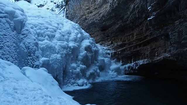 Frozen waterfall at Johnston Canyon