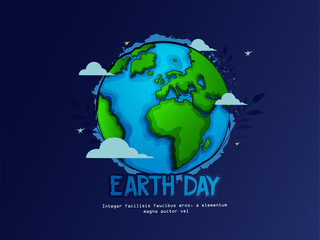 Happy Earth Day Banner/ Illustration of a happy earth day Happy Earth Day hand lettering logo decorated by leaves