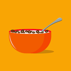 Air flakes in milk. Breakfast.