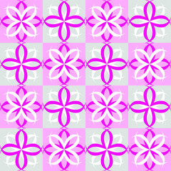 Vector illustration is a seamless geometric floral pattern of pink-gray flowers. Concept - wallpaper, tile or paper
