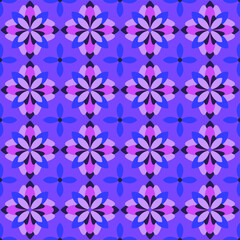 Vector graphics - a beautiful seamless pattern with a flower motif on a purple background. Concept wallpaper, tile or fabric