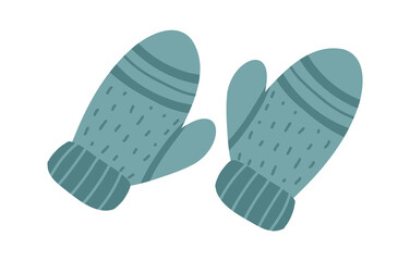 Cute kid gloves. Woolen mitten. Vector illustration.