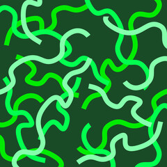Fototapeta na wymiar Vector graphics are a beautiful abstract pattern with chaotic curves and wavy lines on a green background. Concept paper, wallpaper or contemporary art