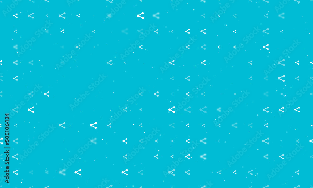 Poster seamless background pattern of evenly spaced white share symbols of different sizes and opacity. vec