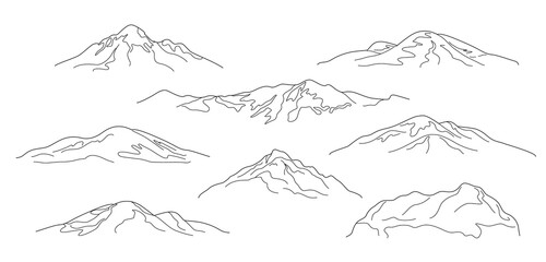 Contour Drawing Mountains and Hills  Set - 500106477