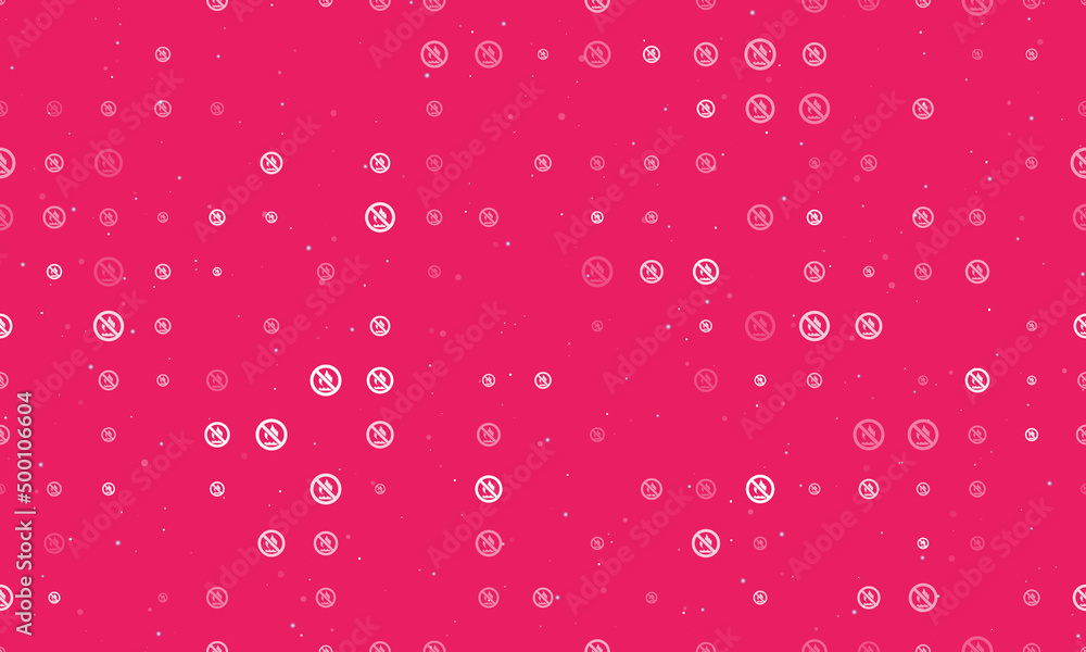 Poster seamless background pattern of evenly spaced white no gas symbols of different sizes and opacity. ve