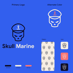 elegant line skull logo concept template