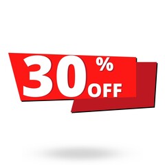 30% off discount red graphic design with 3D shadow for free sale online web