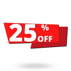 25% off discount red graphic design with 3D shadow for free sale online web