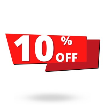 10% off discount red graphic design with 3D shadow for free sale online web