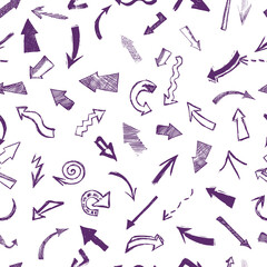 Arrows drawn by hand. Seamless background. Vector illustration