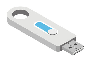 Vector isometric icon of USB flash memory, computer gadget, 3d illustration