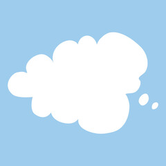 White speech bubble. Thinking balloon talks bubbling chat comment cloud comic retro shouting voice shapes isolated on blue