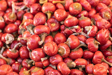 Cherry pepper marinated closeup, food background, organic food, vegetarian