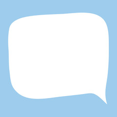 White speech bubble. Thinking balloon talks bubbling chat comment cloud comic retro shouting voice shapes isolated on blue