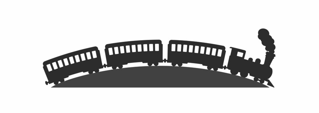 Train Silhouette. Vintage Vector Template Design.