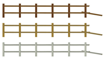 Wooden fence made of poles. Vector illustration. Rustic style.