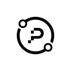 Letter p logo template icon design for business of fashion digital technology