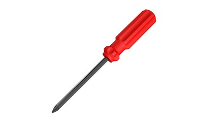 Fototapeta premium 3d illustration. A beautiful view of red screwdriver on a white blackground. Work tool for repair and fix.