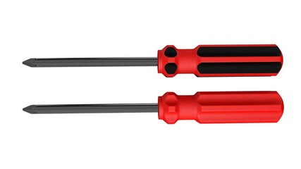 3d illustration. A beautiful view of red screwdriver on a white blackground. Work tool for repair and fix.