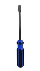 Obraz premium 3d illustration. A beautiful view of blue screwdriver on a white blackground. Work tool for repair and fix.