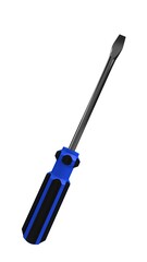 3d illustration. A beautiful view of blue screwdriver on a white blackground. Work tool for repair and fix.