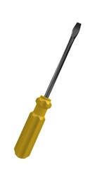 3d illustration. A beautiful view of yellow screwdriver on a white blackground. Work tool for repair and fix.