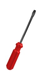 3d illustration. A beautiful view of red screwdriver on a white blackground. Work tool for repair and fix.