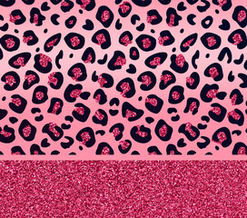 Pink glitter leopard print background. © Nadzezhda