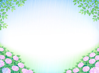 あじさい　紫陽花　雨　フレーム